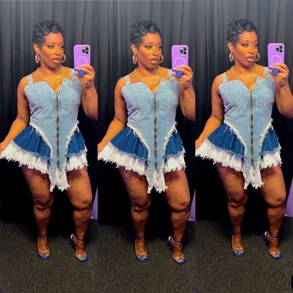 NWT multi denim mini dress - Picture 1 of 3